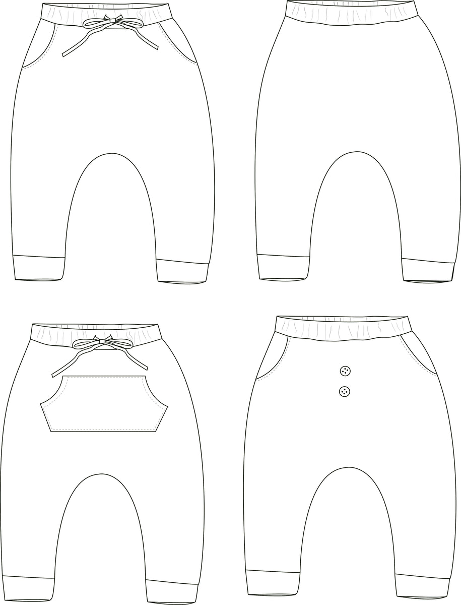 Harem pants pattern, baby harem pants sewing pattern, pdf, baby sewing