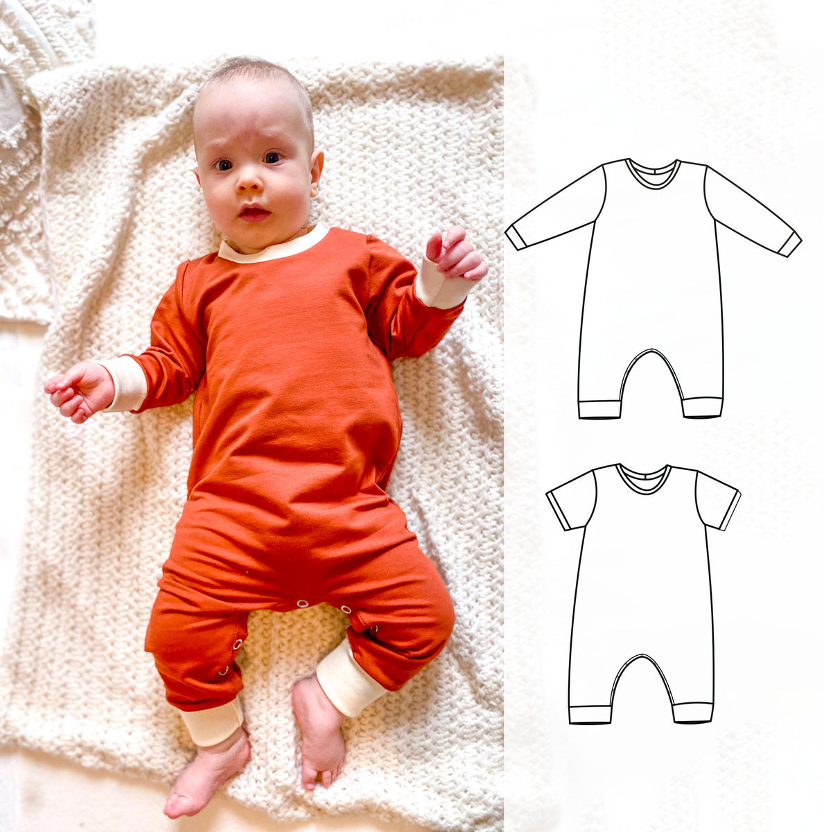 Basic One piece sewing pattern for babies – Vagabond Stitch