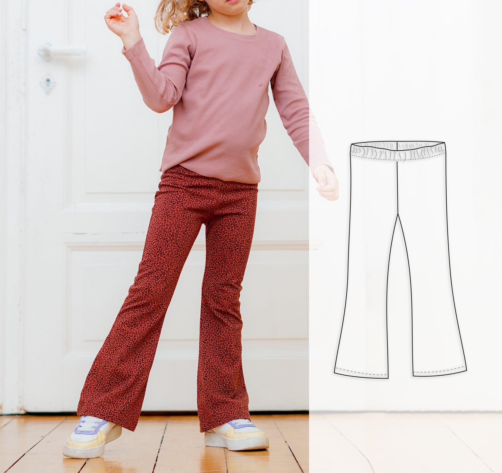 Flare leggings sewing pattern for children up to 10 years, girl's