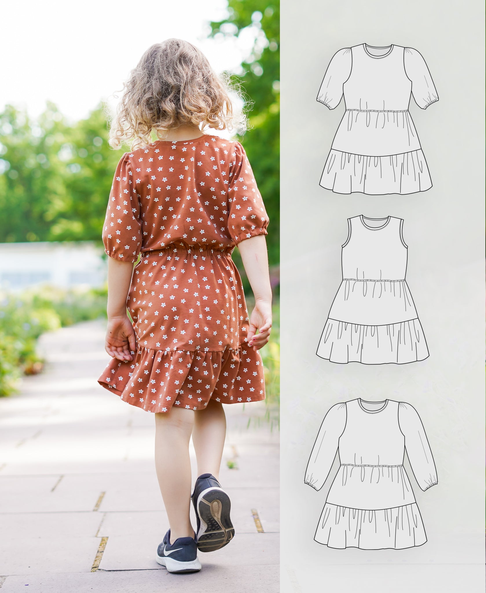 Vintage dress sewing pattern for children, girl's dress pattern with an elastic waist Vagabond Stitch Vintage dress sewing pattern for children, girl's dress pattern with an elastic waist Vagabond Stitch