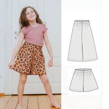 wide leg shorts for childre sewing pattern
