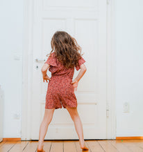 Children's linen jumpsuit sewing pattern with elastic neckline and wide legs