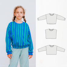 Children's oversized Square Top sewing pattern with short sleeves