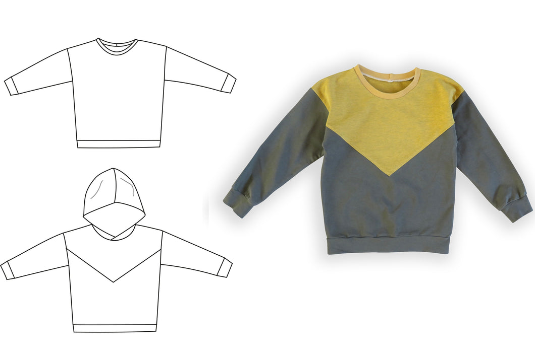 Hipster sweatshirt sewing pattern for children