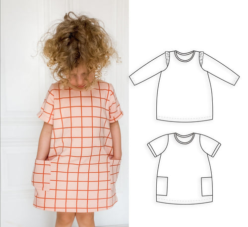 Kids t-shirt dress sewing pattern