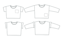 sewing pattern and tutorial for children tee, long and short sleeve