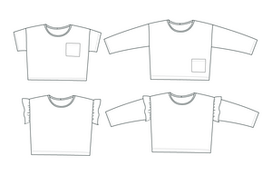 sewing pattern and tutorial for children tee, long and short sleeve