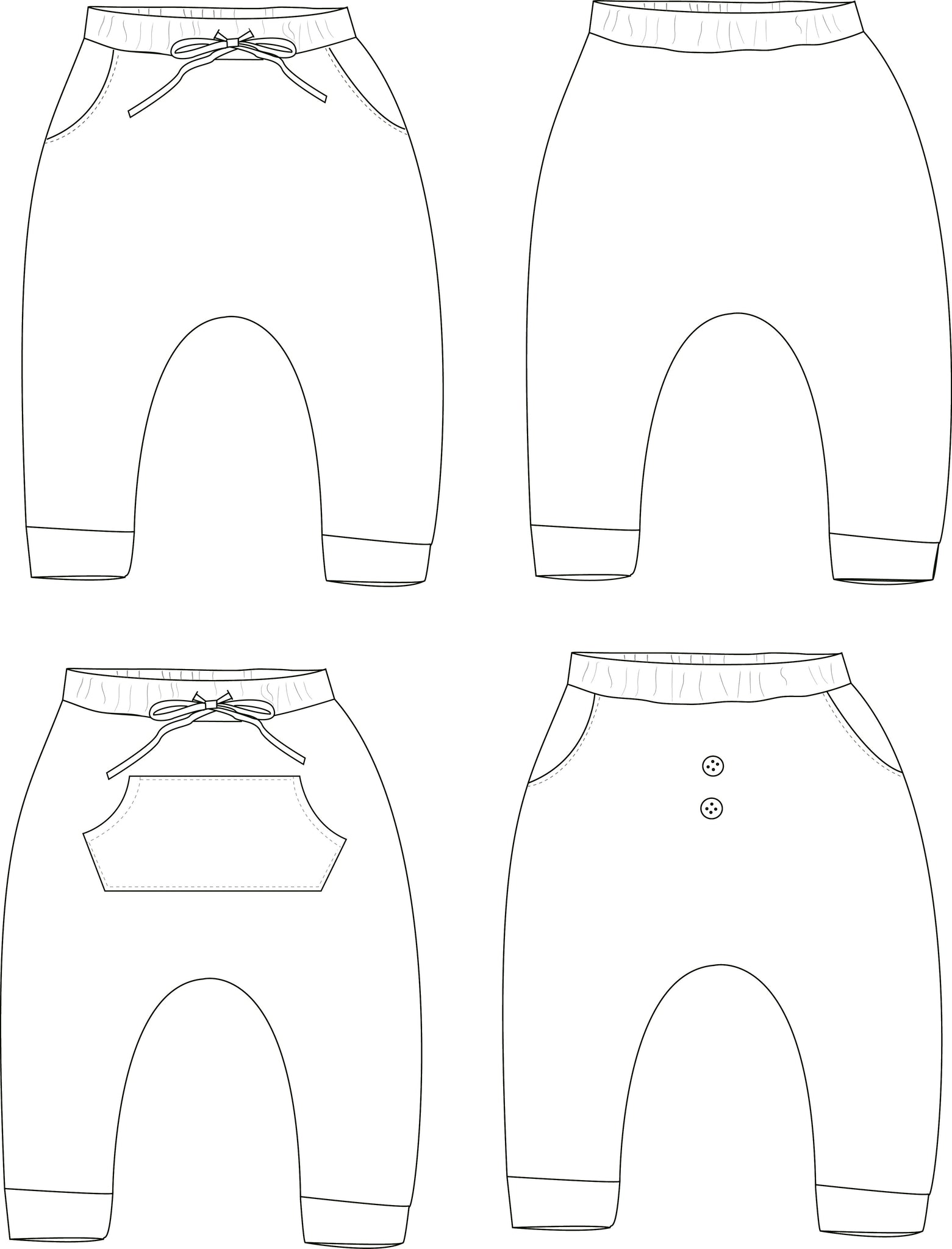 Baby harem pants sewing pattern PDF, those are cute and comfy baggy pants