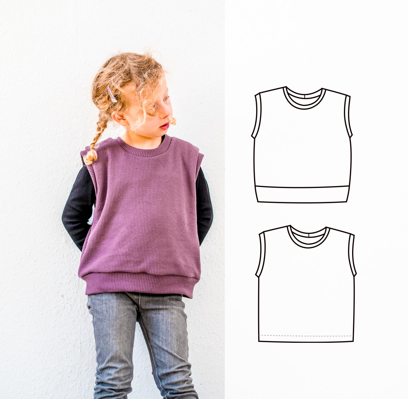 Sweater Vest sewing pattern for children, tank top and muscle tee pattern  for kids – Vagabond Stitch